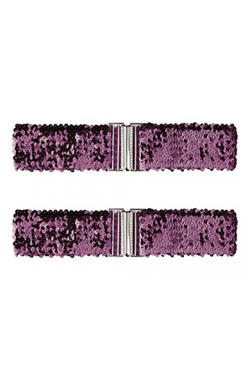 Allegra K Mesdames extensible large taille ceintures Interlock boucles Shinny paillettes décor ceintures pour robes Violet fo