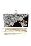 UBORSE Pochette Femme Sac de Soirée avec Perles Strass Elégant Luxe Paillettes Sac à Main Vintage Petit Portefeuille Sac à ba