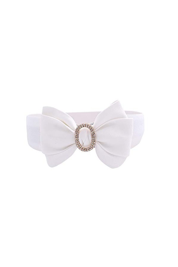 TY belt Ceinture Élastique avec Boucle Nœud Papillon Chic -Femmes blanc 