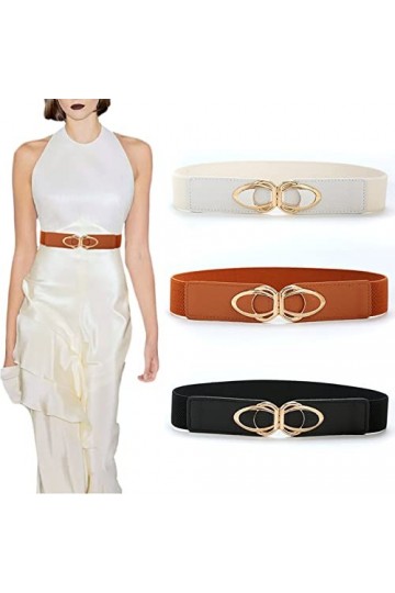 3 Pièces Ceintures de Mode, Ceinture pour Robe, Élastiquée Ceinture de Robe, Ceinture pour Femme, Large Ceinture Vintage pour