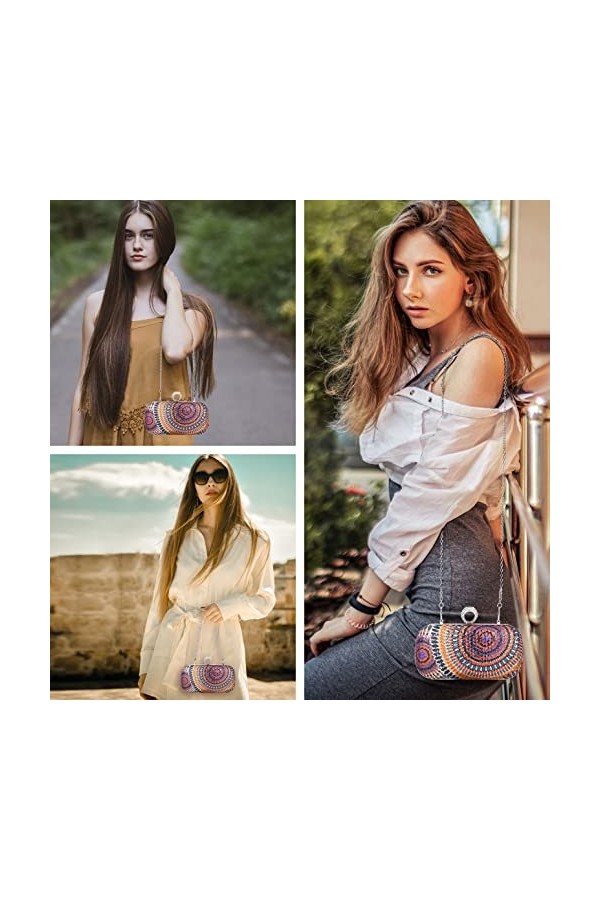 UBORSE Pochette de Soiree pour Femmes Elegante Enveloppe Sac a Main Cocktail dor Mariage Sac a Main de Fete Nuptiale