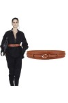 KOEMCY Ceinture Femme Ceinture Large en Cuir pour Femme Rétro Ceintures de Taille Large Ceinture pour Robes Manteaux Café 