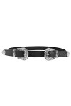 MYB Ceinture pour femme en similicuir à boucle double ornée - différentes tailles - 80 - 90 cm - Noir