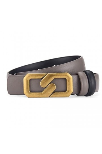 GIMIRO Ceinture en cuir pour femme - 105 cm x 2,3 cm - Style vintage - Double usage - Avec boucle en alliage, gris