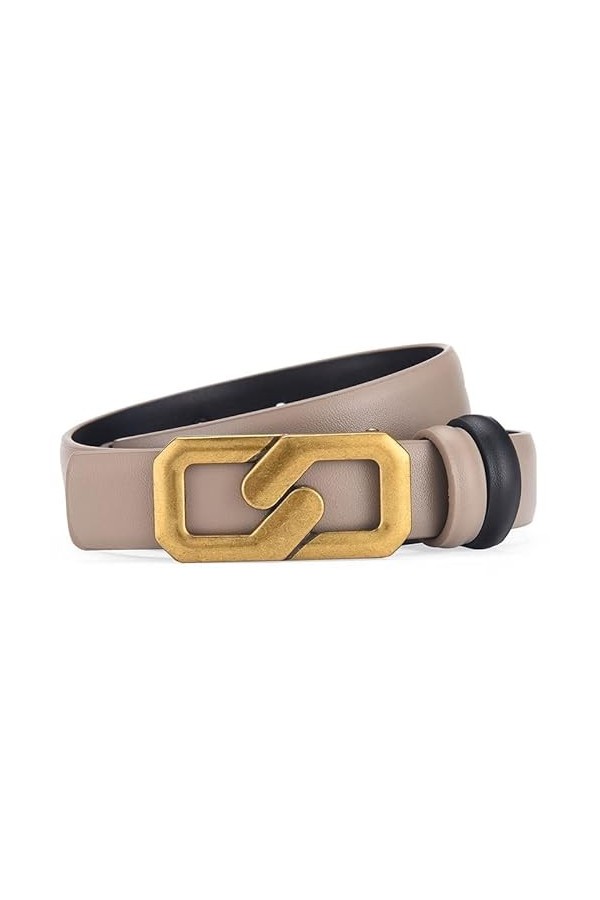 GIMIRO Ceinture en cuir pour femme - 105 cm x 2,3 cm - Style vintage - Double usage - Avec boucle en alliage, gris