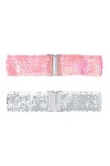 Allegra K Ceintures larges à paillettes pour femmes Boucles de verrouillage Paillettes Décor Ceintures extensibles 2PCS Color