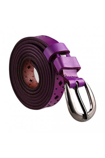 sourcing map Dame Évider Fine Ceinture boucle simple broche 3/4" Largeur Violet 110cm/ Up to 37 1/2 pouces