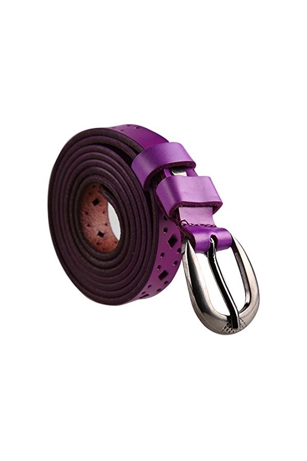 sourcing map Dame Évider Fine Ceinture boucle simple broche 3/4" Largeur Violet 110cm/ Up to 37 1/2 pouces