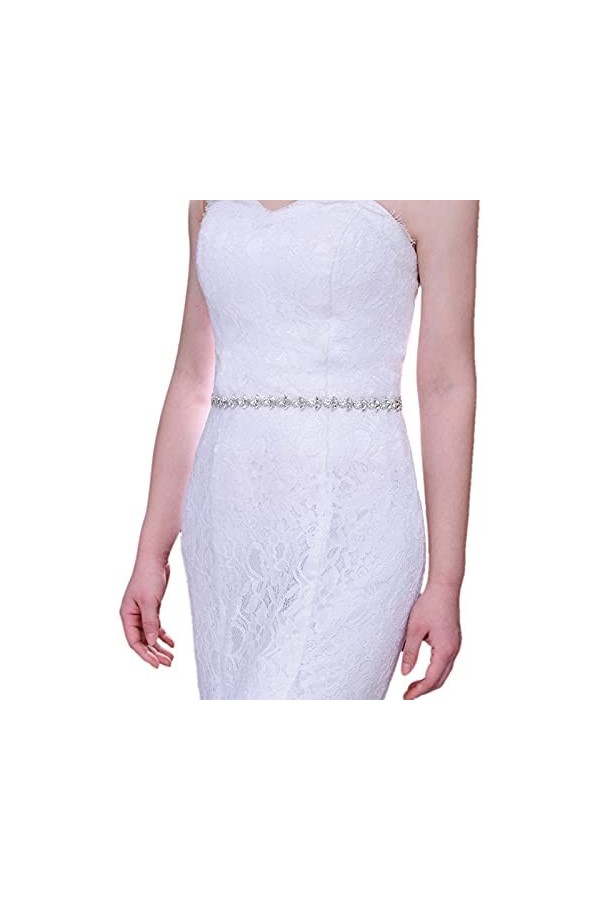 JHXhhthongtong Rhinestone Bridal Belt Crystal Wedding Dress Belt Sash Rhinestones Handmade Crystal Leaf Adjustable Sash Belt 