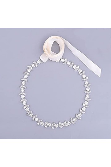 JHXhhthongtong Rhinestone Bridal Belt Crystal Wedding Dress Belt Sash Rhinestones Handmade Crystal Leaf Adjustable Sash Belt 