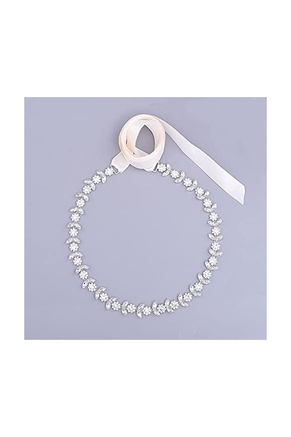 JHXhhthongtong Rhinestone Bridal Belt Crystal Wedding Dress Belt Sash Rhinestones Handmade Crystal Leaf Adjustable Sash Belt 
