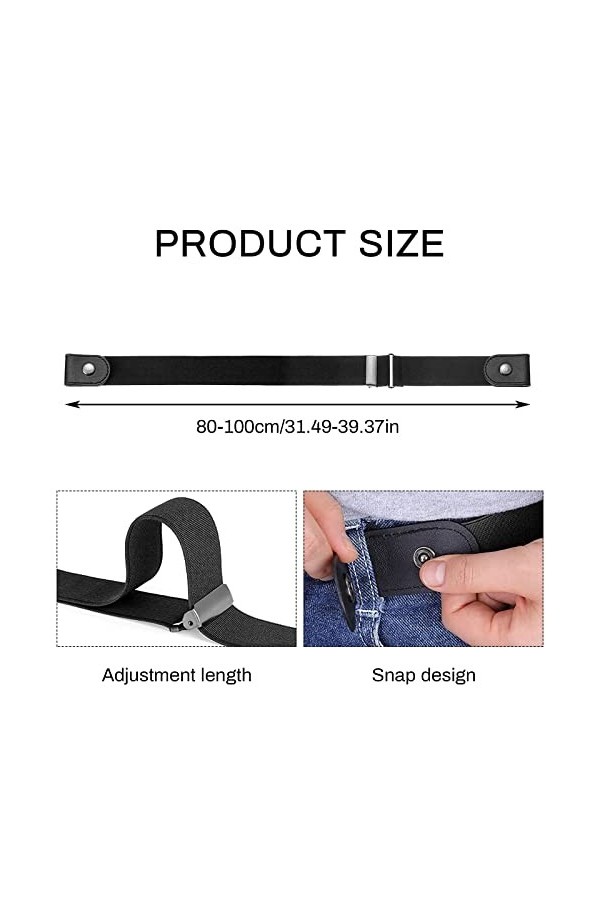 MSUMYUW Ceinture sans Boucle Invisible Unisexe Ceinture Sans Boucle Femme Ajustable Invisible Ceinture Réglable Dégagement Ce