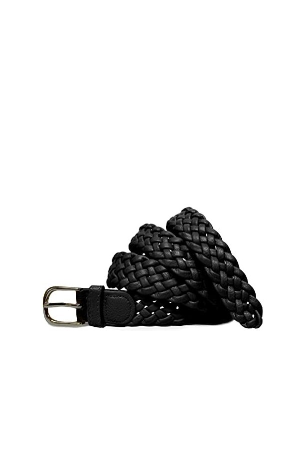 Gloop Ceinture tressée étroite pour femme - Taille unique - Convient pour jupe, robe, veste et jeans - 3 cm de large, Noir , 