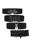 Anyasen Ceinture pour Robe 4 Pièces Ceinture Femme Homme Ceinture Large Vintage Extensible Ceinture Habillée Rétro Femmes Éla