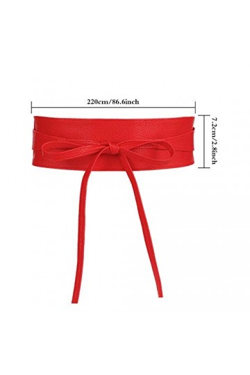 Popuppe 4 Coloris Obi Ceinture Large pour Femme Similicuir, Accessoire tendance Ficeler vintage cinch bowknot Fermeture à lac