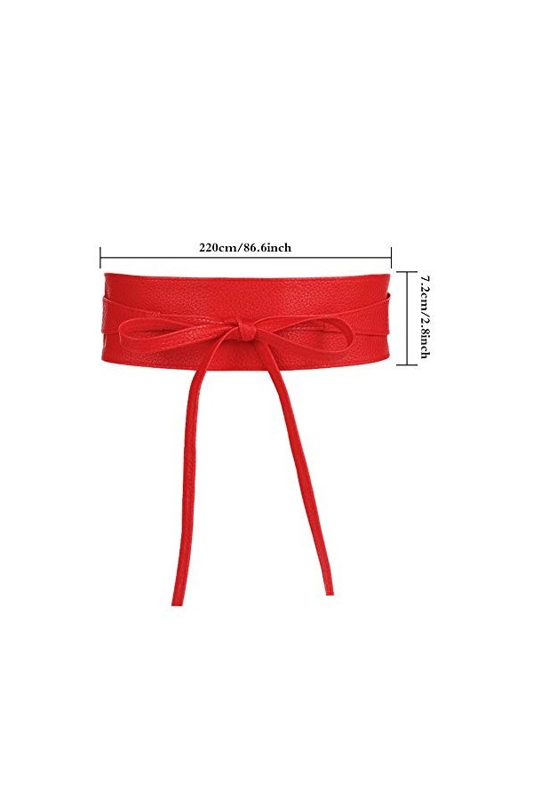 Popuppe 4 Coloris Obi Ceinture Large pour Femme Similicuir, Accessoire tendance Ficeler vintage cinch bowknot Fermeture à lac