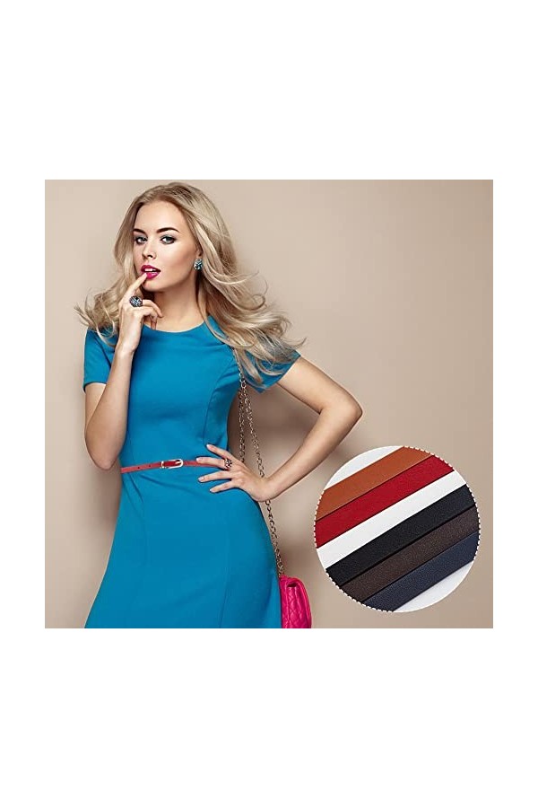 PH PandaHall 6pcs Femmes En Cuir Ceinture 1m Ceinture fine à boucle ardillon unie Ceinture ajustable fine de 10 mm de large a