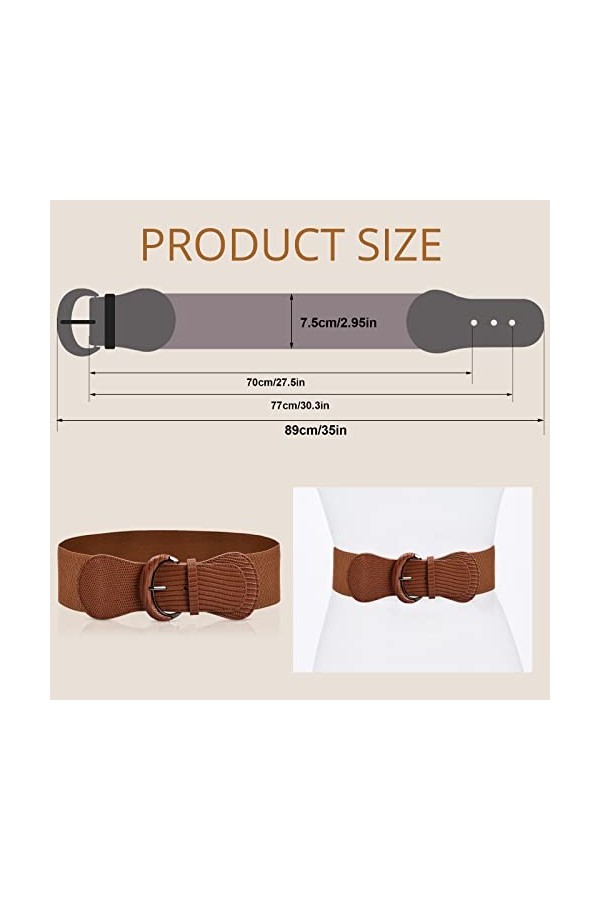 2 Pièces Ceinture Élastique Large pour Femme Corset Ceinture pour Robe Ceinture Taille Élastique Femme Ceinture Cinch avec Bo