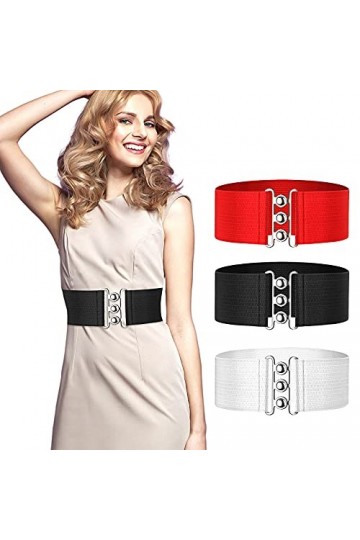 Syhood 3 Ceintures de Taille Vintage pour Femme Ceinture Cinch Ceinture Élastique Large de Robe de Style Rétro des Années 195