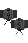Hoerev Dames Filles Élastique Large bande Élastique Attaché Guêpe Corset Taille Ceinture Bustiers Corsets，Noir + bleu marine，