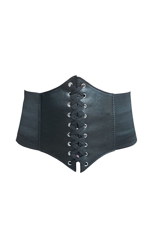 Hoerev Dames Filles Élastique Large bande Élastique Attaché Guêpe Corset Taille Ceinture Bustiers Corsets，Noir + bleu marine，