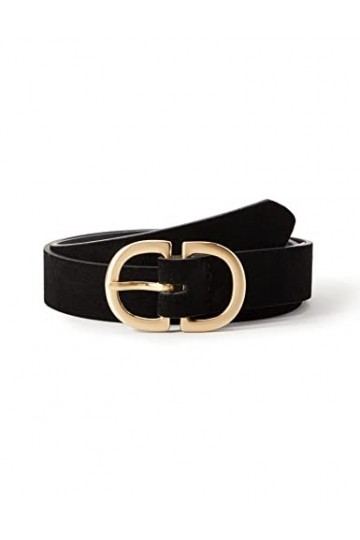 Pieces PCJUVA Jeans Belt Noos Ceinture, Black/Detail:W Brushed Gold Buckle, 75 Femme