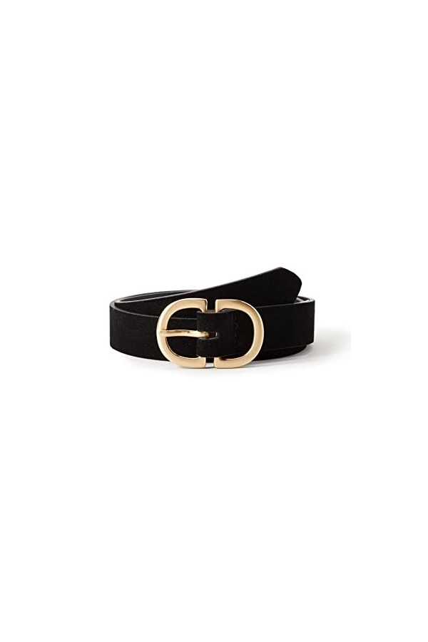 Pieces PCJUVA Jeans Belt Noos Ceinture, Black/Detail:W Brushed Gold Buckle, 75 Femme
