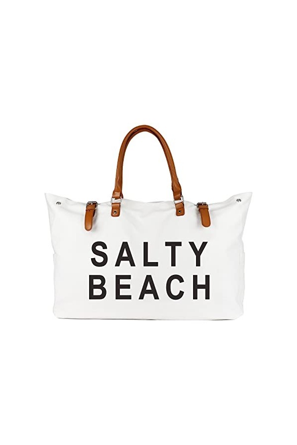 Lamyba Sac fourre-tout de plage pour femme imperméable et résistant au sable, bleu, X-Large