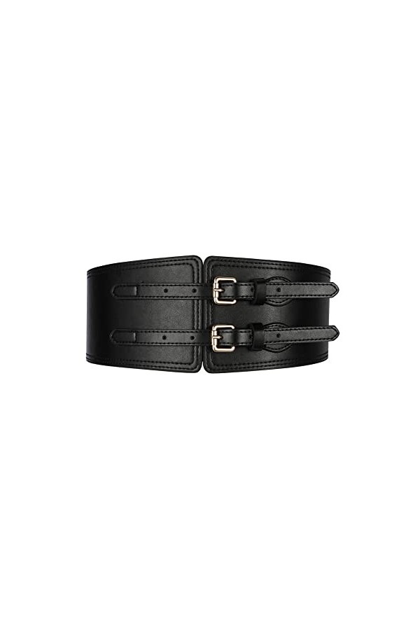 Ceinture Élastique Femme 6 cm Ajustable Ceinture et Boucle Vintage Ceintures Véritable en Cuir de Vachette Marron Noir Réglab