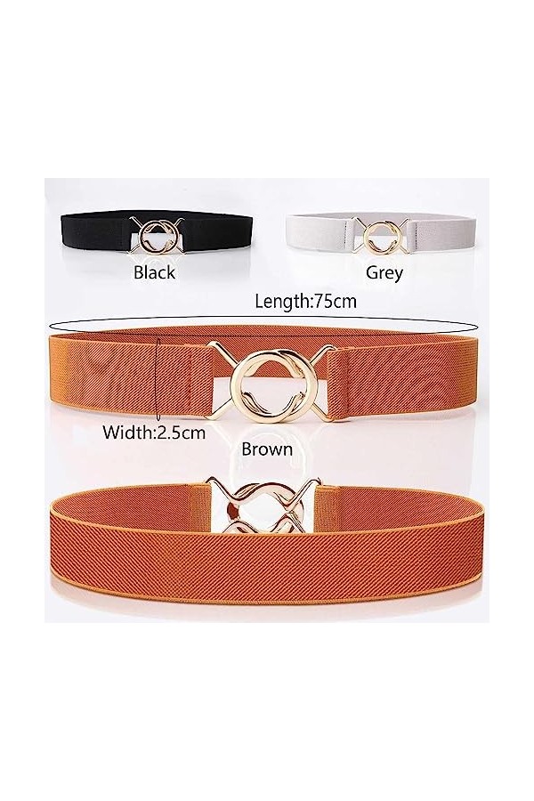 NAMIX 4 Pièces Ceinture Femme,Ceinture Elastique Ceinture Elastique Vintage Ceinture Elastique Tissée Boucle Dorée Pour Femme
