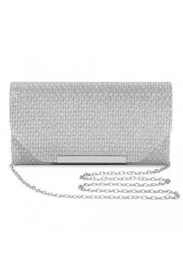 UBORSE Sac dembrayage Sac de soirée Sac dépaule pour dames Sac daisselle Sac de mariée Argent 