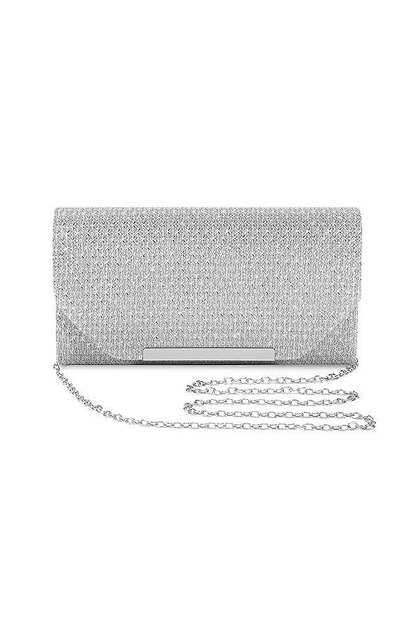 UBORSE Sac dembrayage Sac de soirée Sac dépaule pour dames Sac daisselle Sac de mariée Argent 