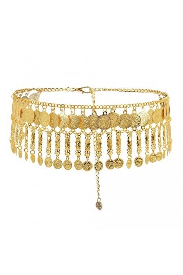 MEGAUK Ceinture à chaîne rétro pour femme - Ceinture à franges - Ceinture de danse du ventre - Ceinture de taille en métal, O