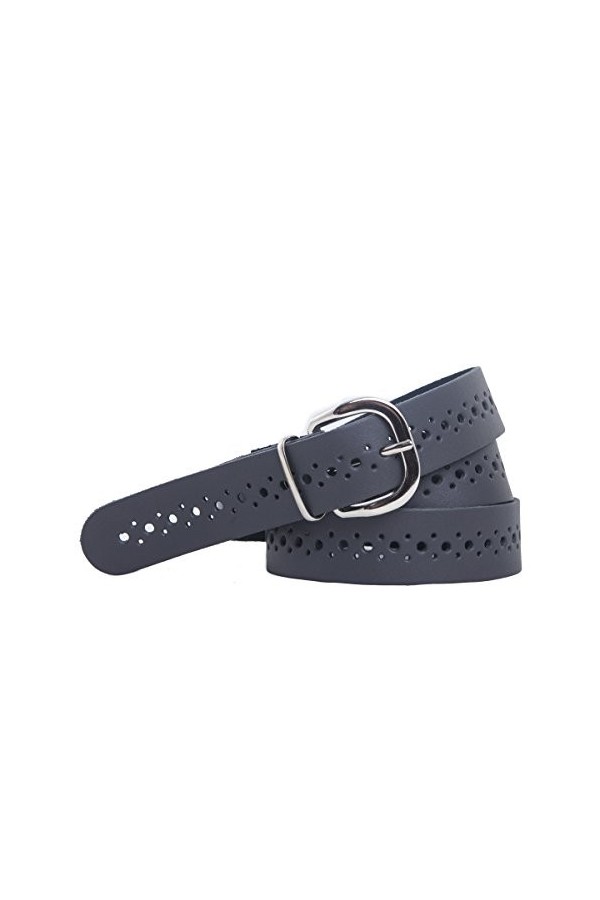 shenky - Ceinture en cuir - trouée - largeur 3 cm - blanc - Tour de taille : 90 cm