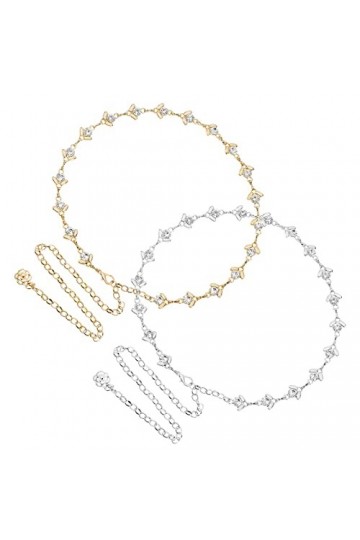 eMagTech 2pcs Chaîne de Taille en Métal Strass Chaîne Ceinture Mode Chaîne Ceinture Femmes Ceinture Vêtements Accessoires Déc