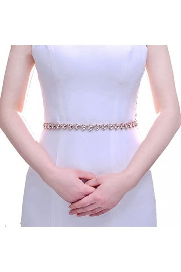 Ceinture de mariage - Or rose brillant avec strass en cristal - Ceinture fine faite à la main pour mariée, demoiselle dhonne
