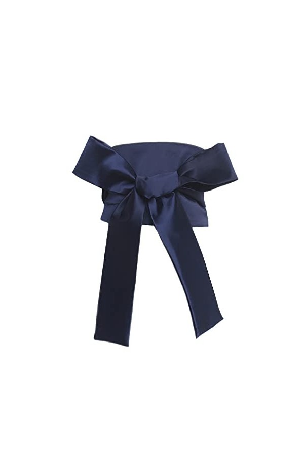 Ceinture Obi japonaise large en satin imitation soie pour kimono corset ceinture ceinture, noir, total length: 106.30 in / 27
