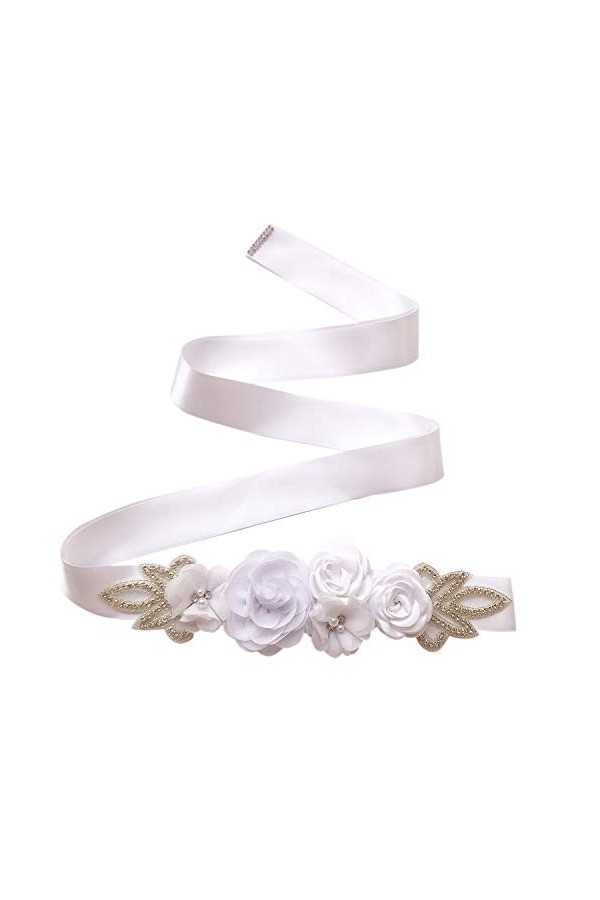 Amorar Femmes Ceinture De Mariage Ceinture Fleur Ceinture De Demoiselle dhonneur Robe Ceinture Cristal Strass Ceinture Bijou