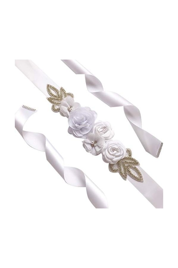 Amorar Femmes Ceinture De Mariage Ceinture Fleur Ceinture De Demoiselle dhonneur Robe Ceinture Cristal Strass Ceinture Bijou