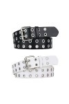 Gobesty 2 Pièces Ceinture Punk, Ceinture à Double œillet en Cuir PU Punk, Ceintures à Rivets Double Trou, Ceintures Femme, Ce