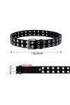 Gobesty 2 Pièces Ceinture Punk, Ceinture à Double œillet en Cuir PU Punk, Ceintures à Rivets Double Trou, Ceintures Femme, Ce