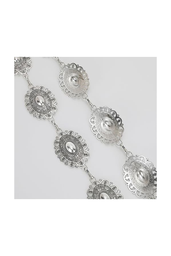 XZQTIVE Ceinture en chaîne bohème pour robe western argent Concho pour femme - Réglable - En métal - Ceinture de cowgirl, A-a