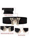 DUOXIN Lot de 2 Ceintures Élastique pour Femme, Mode Ceinture de Taille Large Extensible Ceinture avec Papillon Boucle pour R