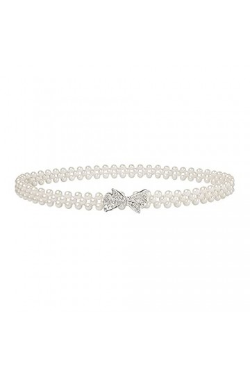 CHIC DIARY - Ceinture en perles pour femme - Ceinture fine - Ceinture de mariée élégante - Pour robe de mariée, Boucle à bouc