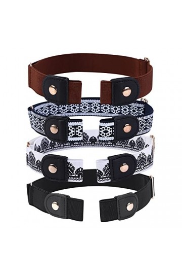 4 Pièces Ceinture Extensible sans Boucle Ceinture sans Boucle Ceinture Élastique Invisible Unisexe pour Jeans Pantalons, Cein