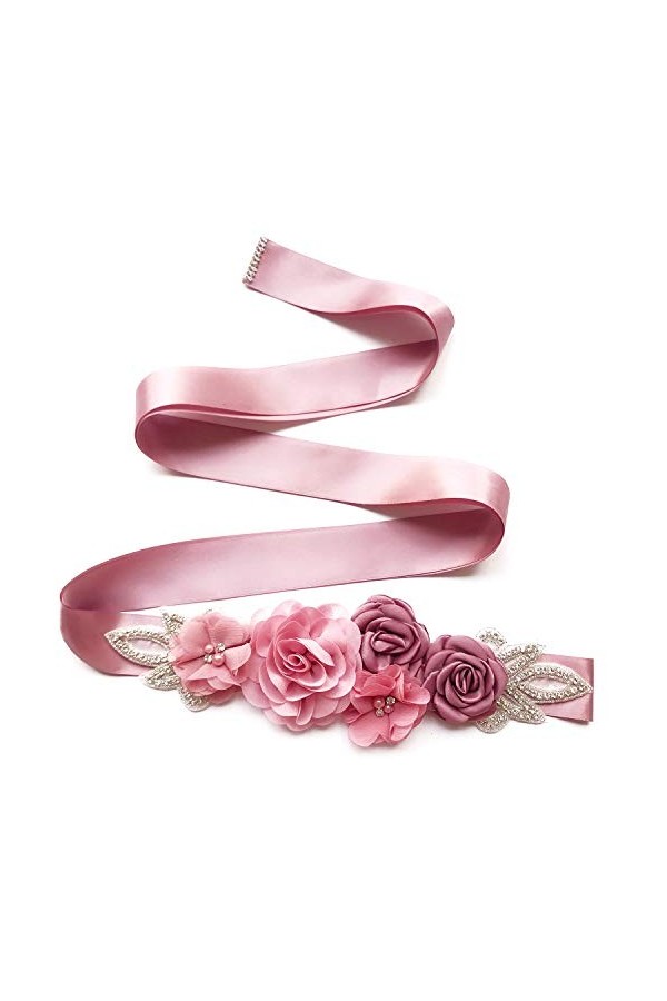 Amorar Femmes Ceinture De Mariage Ceinture Fleur Ceinture De Demoiselle dhonneur Robe Ceinture Cristal Strass Ceinture Bijou