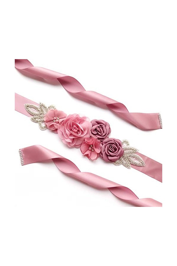 Amorar Femmes Ceinture De Mariage Ceinture Fleur Ceinture De Demoiselle dhonneur Robe Ceinture Cristal Strass Ceinture Bijou