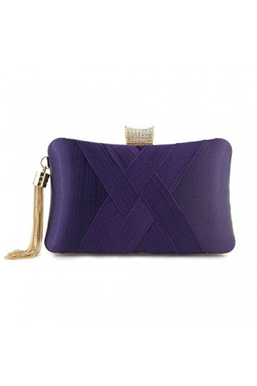 Pochette de soirée pour femme, Élégant pompon violet
