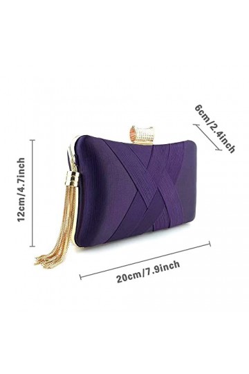 Pochette de soirée pour femme, Élégant pompon violet