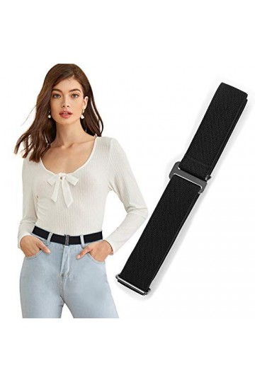JasGood Ceinture élastique invisible pour femme sans montrer élastique réglable ceinture avec boucle plate pour jeans pantalo